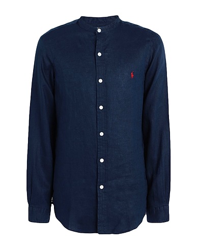 POLO RALPH LAUREN Camicia in lino LINED LONG SLEEVE SHIRT
 Blu notte 100% Lino
