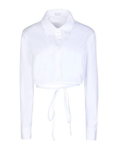 8 by YOOX Solid color shirts & blouses ORGANIC COTTON LACE-UP CROP SHIRT
 White 100% Cotton