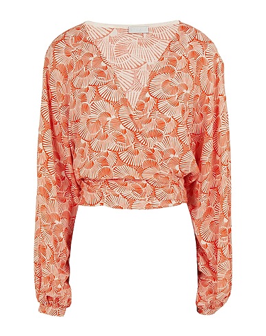 8 by YOOX Top PRINTED VISCOSE FRONT KNOT CROP TOP
 Rust 100% Viscose