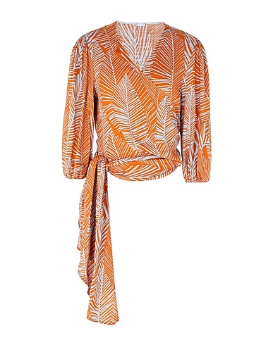 8 by YOOX Top PRINTED VISCOSE WRAP CROP TOP
 Rust 100% Viscose