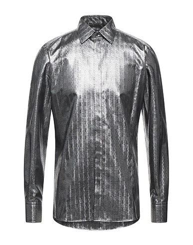 DOLCE&GABBANA Camicia tinta unita Argento 69% Poliestere, 31% Seta