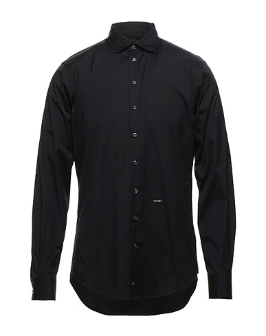 DSQUARED2 Solid color shirt Black 97% Cotton, 3% Elastane
