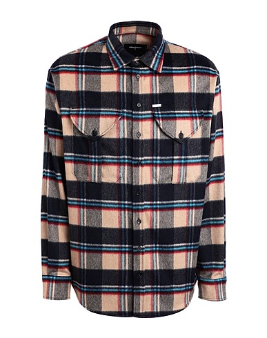 DSQUARED2 Checked shirt Midnight blue 63% Wool, 37% Polyamide