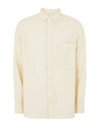 8 by YOOX Einfarbiges Hemd COTTON-LINEN LOOSE FIT L/SLEEVE SHIRT
 Elfenbein 53% Leinen, 47% Baumwolle