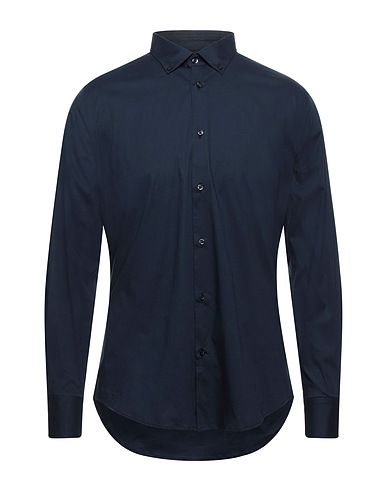 LIU •JO MAN Shirts Midnight blue 97% Cotton, 3% Elastane