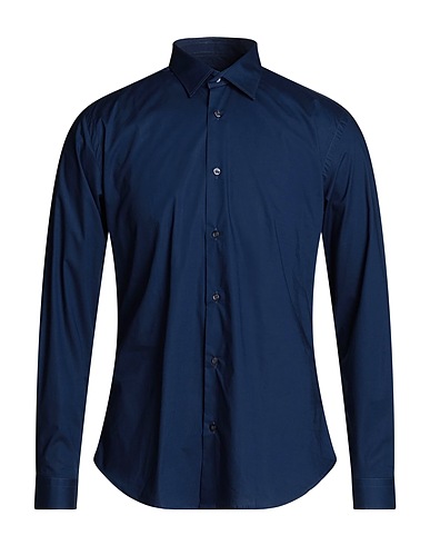 LIU •JO MAN Camicia tinta unita Blu notte 97% Cotone, 3% Elastan