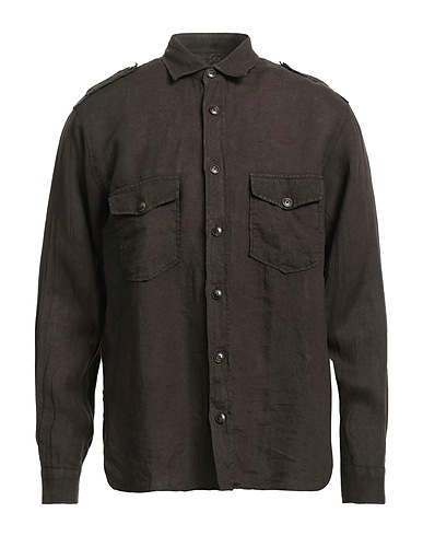 LIU •JO MAN Linen shirt Dark brown 100% Linen