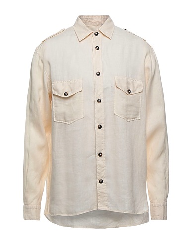 LIU •JO MAN Einfarbiges Hemd Sand 100% Leinen