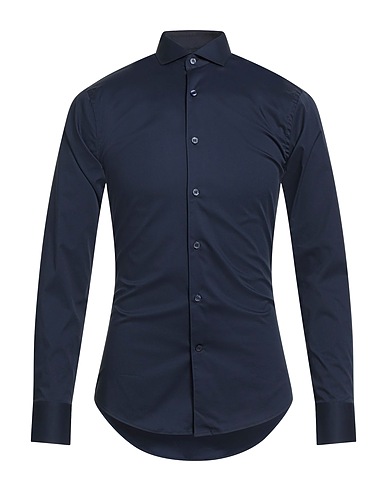 TIGER OF SWEDEN Solid colour shirt Navy blue 66% Cotton, 30% Polyamide, 4% Elastane