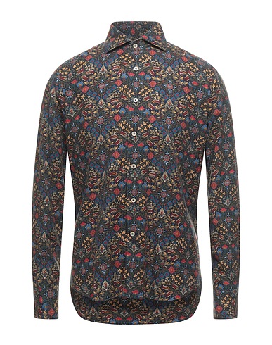 ALESSANDRO GHERARDI Patterned shirt Military green 60% Cotton, 40% Viscose