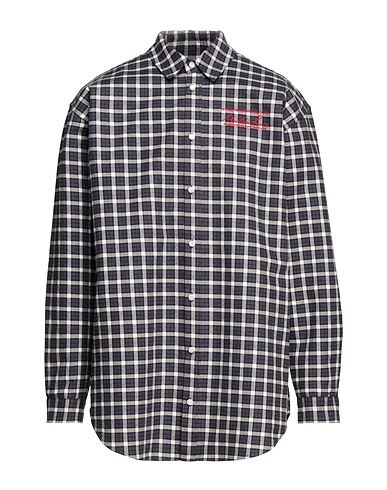 MARTINE ROSE Checked shirt Slate blue 100% Cotton
