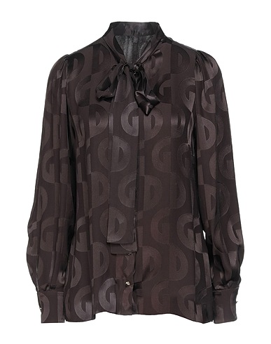 DOLCE&GABBANA Patterned shirts & blouses Dark brown 100% Silk