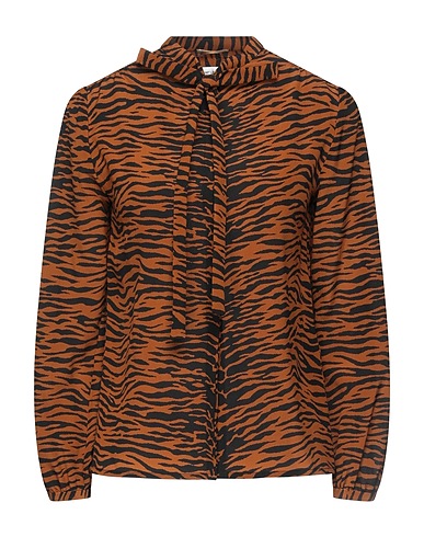 SAINT LAURENT Patterned shirts & blouses Brown 100% Silk