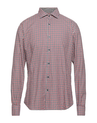 BROOKSFIELD Checked shirt Burgundy 100% Cotton