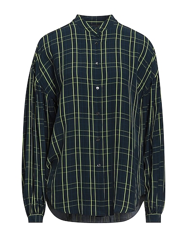 ASPESI Checked shirt Navy blue 90% Viscose, 10% Acetate