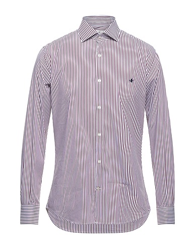 BROOKSFIELD Striped shirt Burgundy 75% Cotton, 22% Polyamide, 3% Elastane