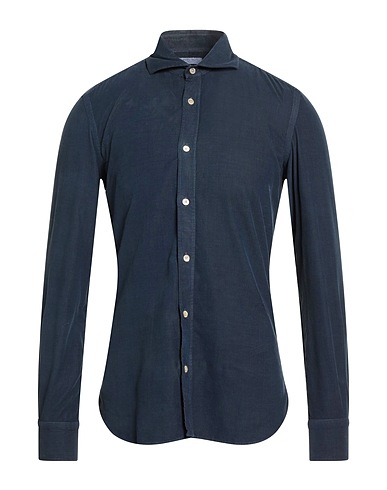 BOGLIOLI Solid colour shirt Navy blue 100% Cotton