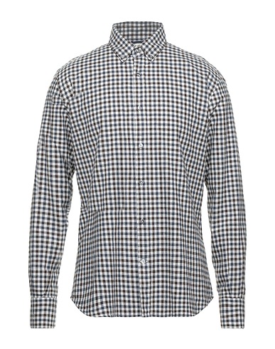 BROOKSFIELD Checked shirt Light grey 100% Cotton