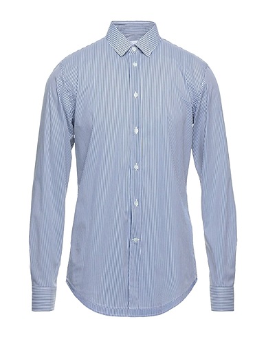 GRIFONI Striped shirt Midnight blue 73% Cotton, 23% Polyamide, 4% Elastane