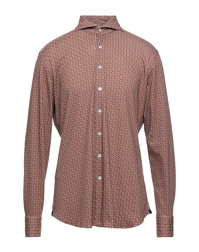 LARDINI Camicia fantasia Cammello 100% Cotone