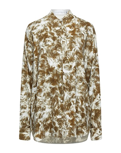 VICTORIA BECKHAM Patterned shirts & blouses Military green 96% Viscose, 4% Elastane, Mother-of-pearl