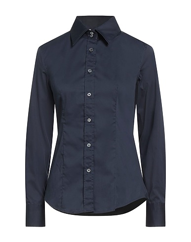 CALIBAN 無地シャツ＆ブラウス ネイビー コットン 70% / ナイロン 27% / ポリウレタン 3%