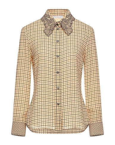 CHLOÉ Camicia a quadri Beige 100% Seta, Poliestere, Zama