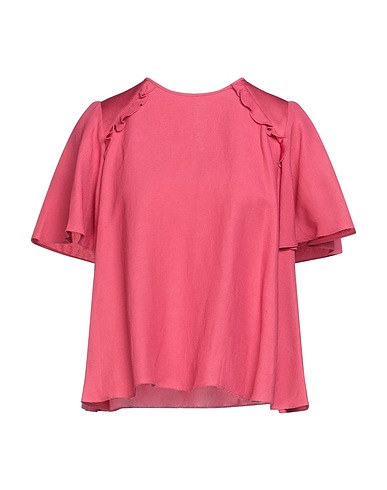 TWINSET Denim shirt Coral 45% Viscose, 28% Linen, 27% Acetate, Mother-of-pearl