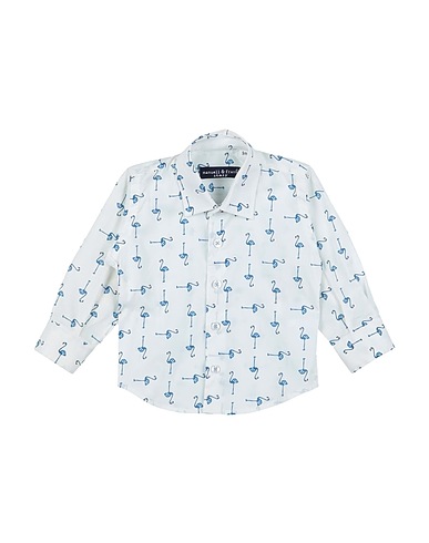 MANUELL & FRANK Patterned shirt White 97% Cotton, 3% Elastane