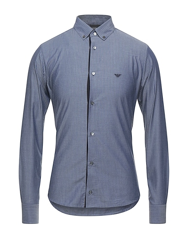 EMPORIO ARMANI Patterned shirt Blue 100% Cotton, Viscose
