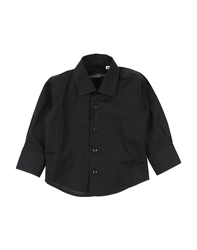 MANUELL & FRANK Solid color shirt Black 97% Cotton, 3% Elastane