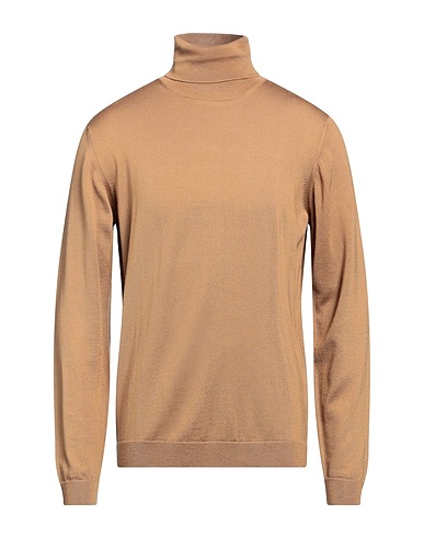 ROBERTO COLLINA Polo neck Camel 100% Merino Wool
