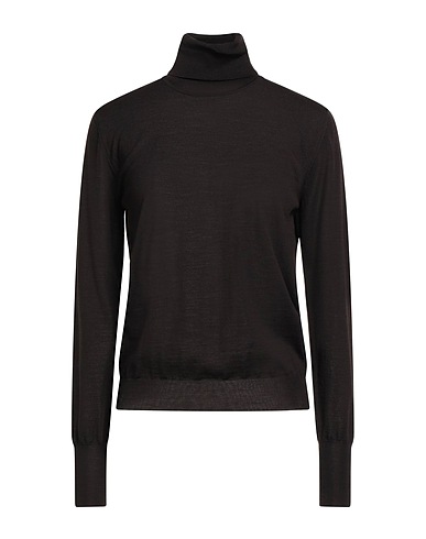 ROBERTO COLLINA Polo neck Chocolate brown 100% Merino Wool