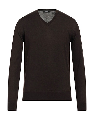 ALPHA STUDIO Jumper Chocolate brown 100% Cotton, Soft Leather