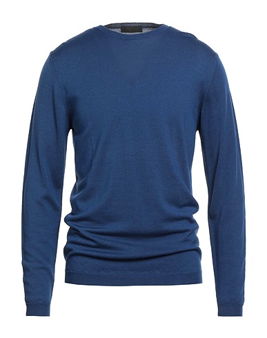 LUCQUES Pullover Blau 100% Merinowolle