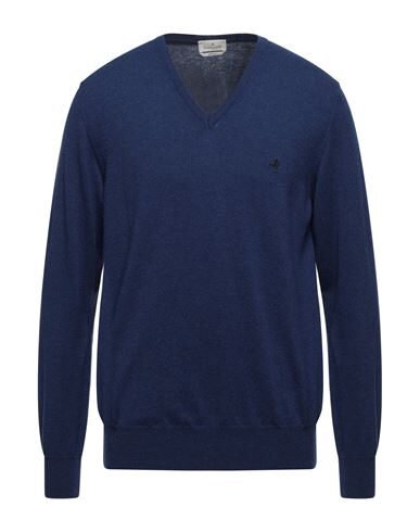 Brooksfield Man Sweater Military Green Size 44 Virgin Wool In Bright Blue