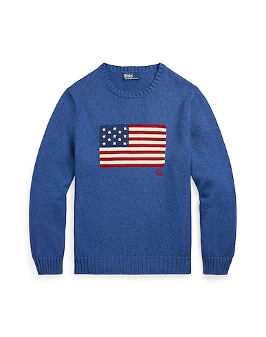 POLO RALPH LAUREN Jumper The Iconic Flag Sweater
 Slate blue 100% Cotton