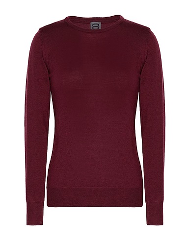 8 by YOOX Sweater MERINO WOOL ESSENTIAL CREWNECK SWEATER Burgundy 100% Merino Wool