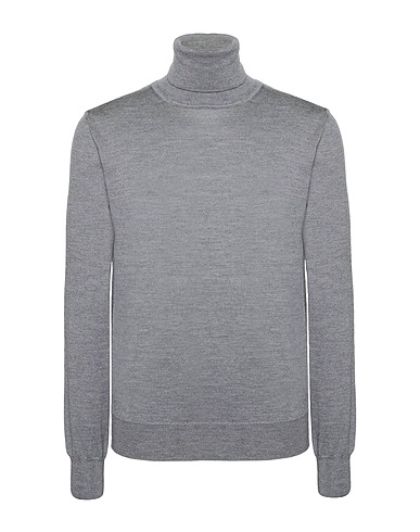 8 by YOOX Polo neck MERINO WOOL ESSENTIAL ROLL-NECK SWEATER
 Grey 100% Merino Wool