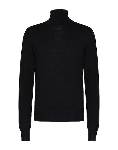 8 by YOOX Polo neck MERINO WOOL ESSENTIAL ROLL-NECK SWEATER
 Black 100% Merino Wool