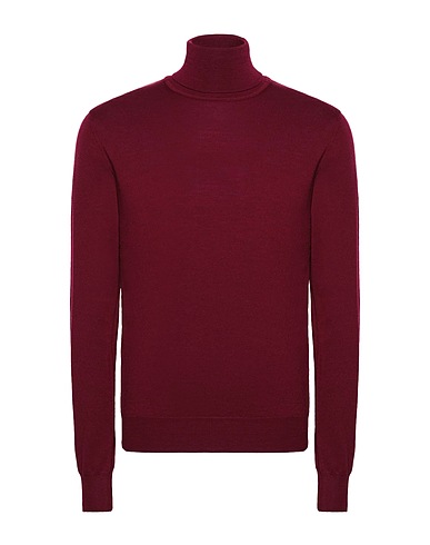 8 by YOOX Polo neck MERINO WOOL ESSENTIAL ROLL-NECK SWEATER
 Burgundy 100% Merino Wool