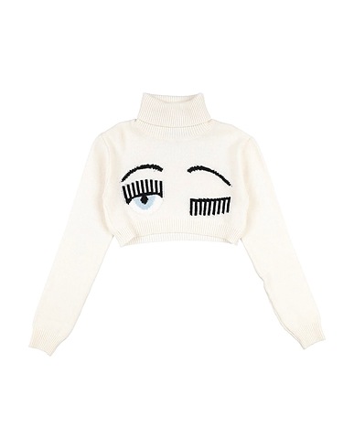 CHIARA FERRAGNI Polo neck Ivory 100% Merino Wool