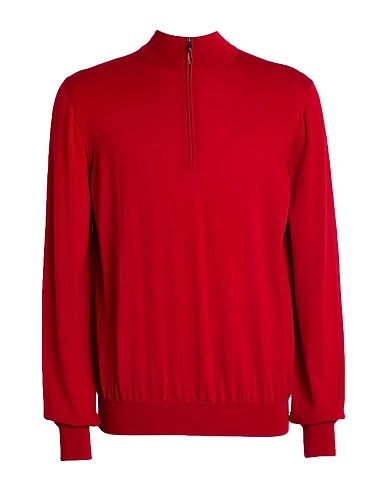 MALO Maglia con zip Rosso 100% Lana Vergine