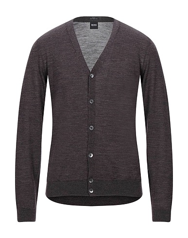 BOSS HUGO BOSS Strickjacke Dunkelbraun 100% Schurwolle