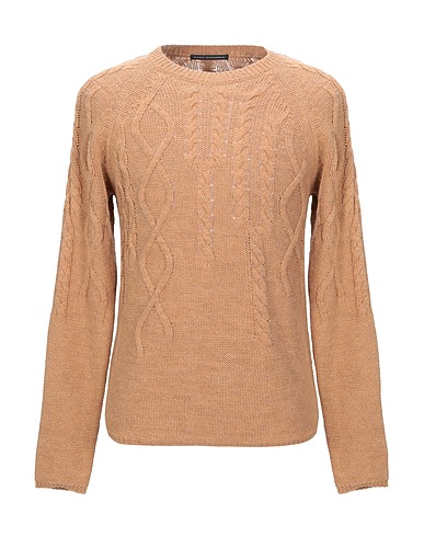DANIELE ALESSANDRINI Jumper Camel 75% Acrylic, 10% Viscose, 10% Wool, 5% Alpaca wool