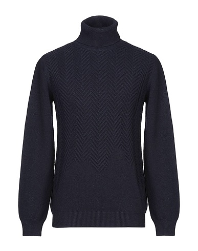 DANIELE ALESSANDRINI Polo neck Midnight blue 80% Wool, 20% Polyamide