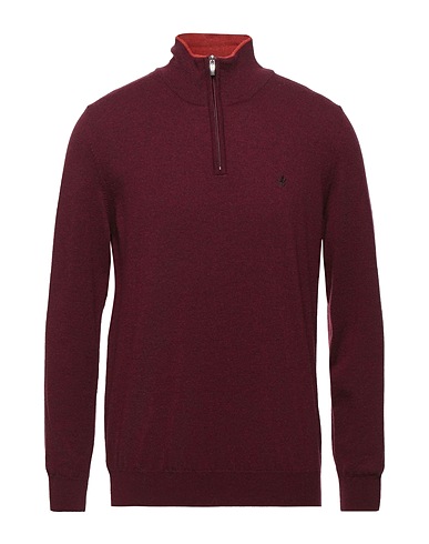 BROOKSFIELD Jumper with zip Burgundy 100% Virgin Wool