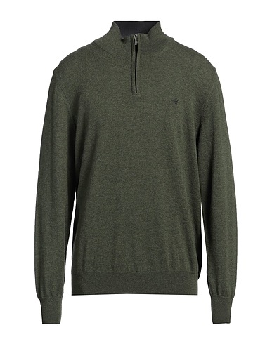 BROOKSFIELD Jumper with zip Military green 100% Virgin Wool