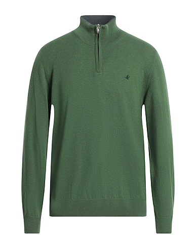 BROOKSFIELD Sweater with zip Green 100% Virgin Wool