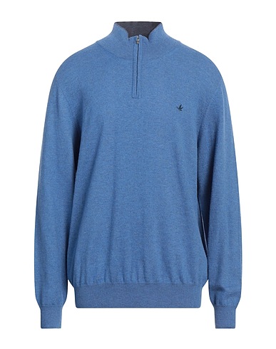 BROOKSFIELD Sweater with zip Pastel blue 100% Virgin Wool